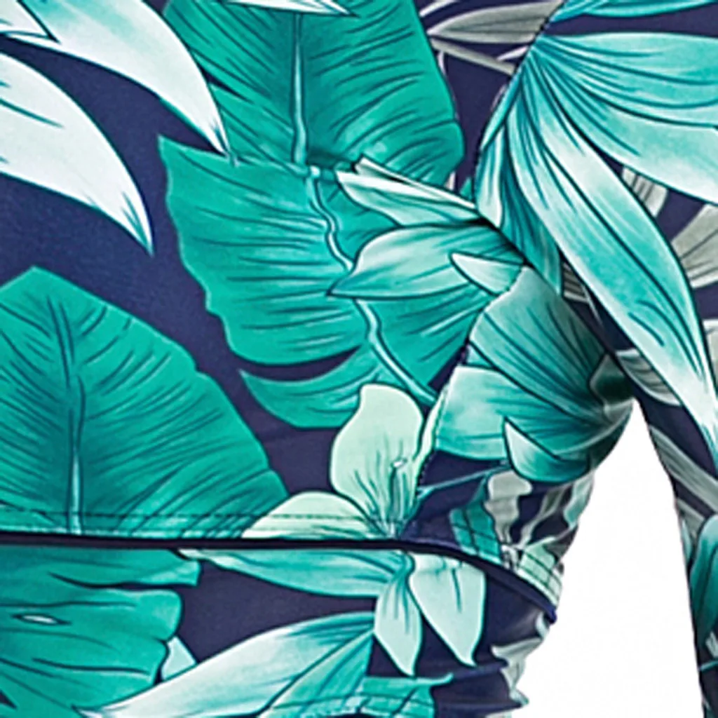 

stroje kapielowe damskie V-neck tropical leaf Print Long Sleeve surf Bag Beach Wear surf suit diving suit one piece swimsuit New