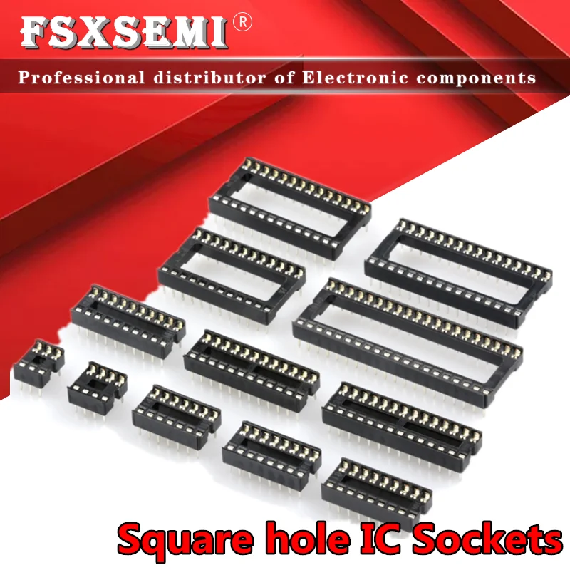 

10pcs Square hole IC Sockets DIP6 DIP8 DIP14 DIP16 DIP18 DIP20 DIP28 DIP40 Connector DIP Socket 6 8 14 16 18 20 24 28 40 pins