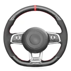 Черный углеродного волокна Черная замша чехол рулевого колеса автомобиля для Volkswagen VW Golf 7 GTI T-Roc Passat вариант (R-Line) Tiguan