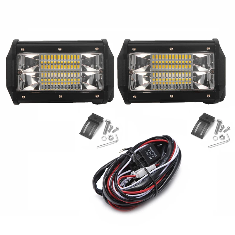 

2 Pieces 5inch Dual Row LED Bar Light 72W 7200lm 6000K White Waterproof Work Light For Off-road Trucks SUV 4x4 4WD ATV 12V