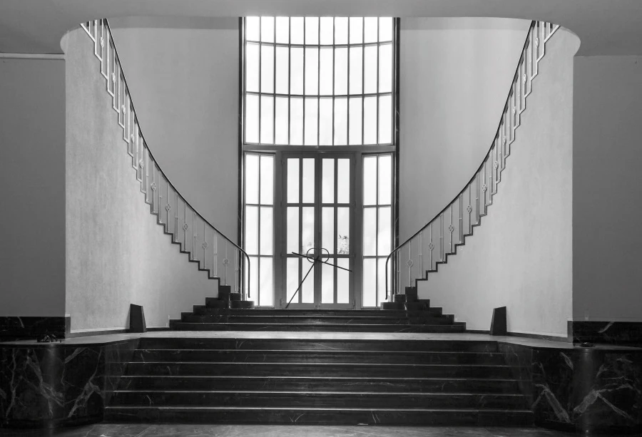 Леакко Интерьерная лестница Лофт серого стиля Фотофон для портретной фотографии, индивидуальные фотозадники для фотостудии.