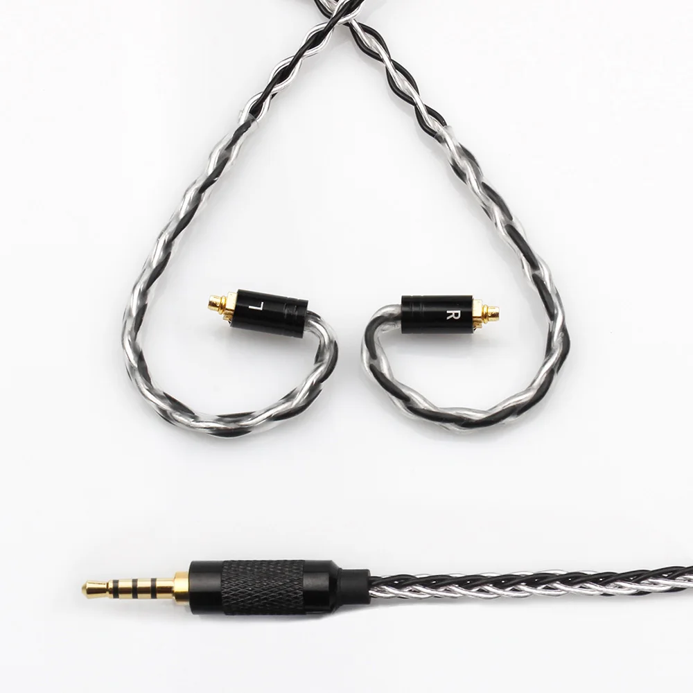 Модернизированный TRN 8-ядерный посеребренный кабель 3,5 0,75 0,78 MMCX баланс HIFI кабель для наушников для SE846 LZ HQ5 HQ6 HQ8 KZ V30 YINYOO CC - Цвет: MMCX 2.5MM Black