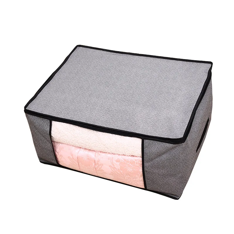 

Hot Sales Nonwoven Fabric Folding Container Quilt Clothes Storage Bag Transparent Window Fabric Storage Box