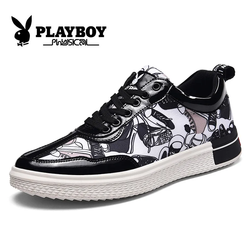 

PLAYBOY 2019 New Men'S Casual Shoes Graffiti Canvas Shoes Men Breathable Espadrilles Men Flats Male Sneakers Zapatillas
