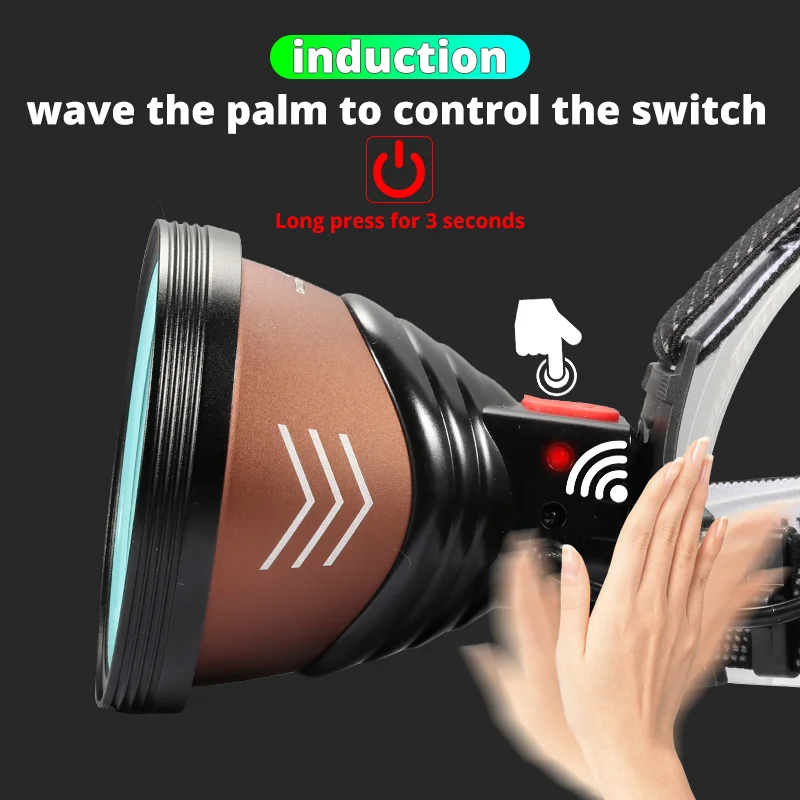 Online Faro Con Sensor Infrarrojo XHP100, Linterna Frontal LED Superbrillante, Potente, Recargable, USB, Para Exteriores, 18650