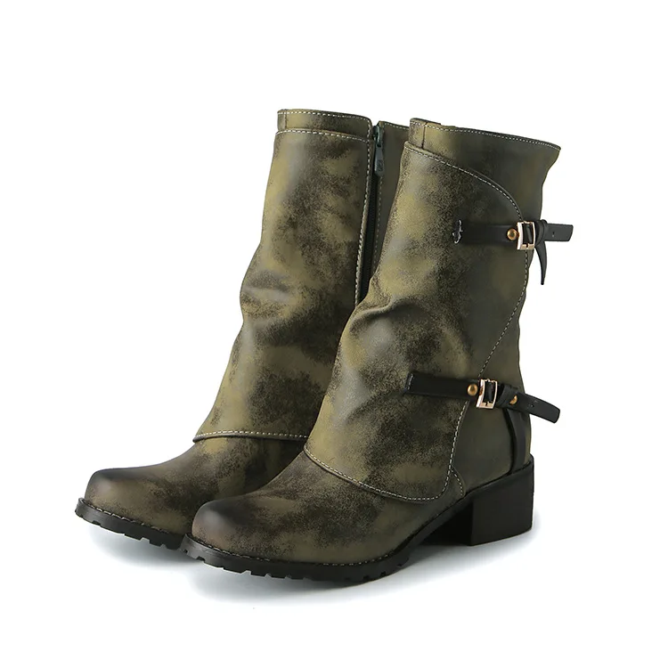 

winter 2020 new comfortable thick heel Large boot women's fall side zipper short boots women