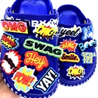 10 шт.компл., Новое поступление, Мультяшные английские фразы, обувь, шармы, Кроксы, аксессуары, буквы, повязка на запястье со словами, украшения для детей, подарки