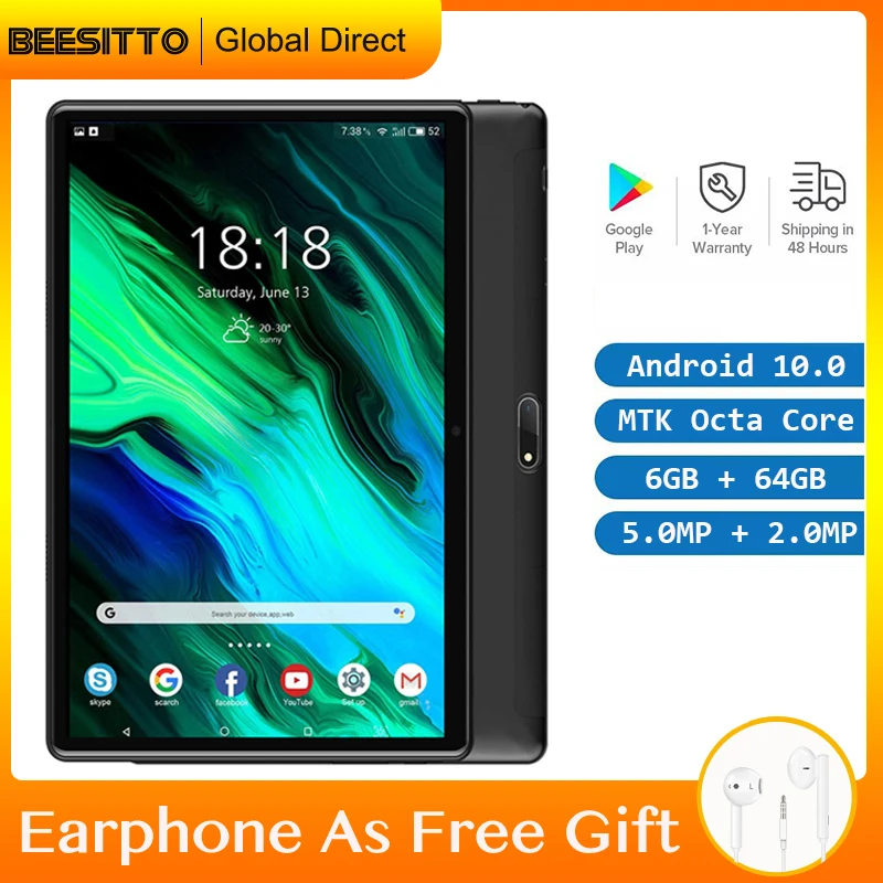 

Планшет, ОЗУ 6 ГБ, экран 10 дюймов, 4G LTE, HD экран 2022x1280, Android 800, двойные камеры, 10,0 дюйма