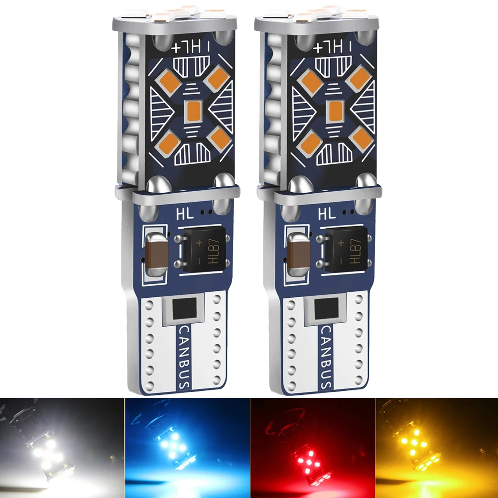 2PCS T10 LED W5W LED Bulbs 2016 15SMD Canbus 168 194 6000K 12V White Car Interior Dome Light Clearance Lights Error Free 12V