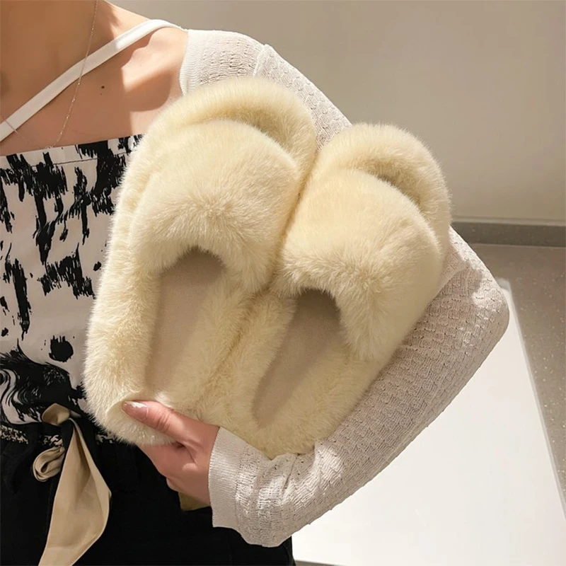 Winter Women Slippers Warm Plush Platform Home Casual Flats Shoes Ladies Comfort New Female Footwear Fashion Zapatos De Mujer