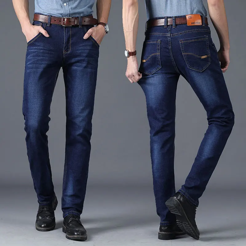 

2021 Men's Trousers Jeans Business Casual Elastic Slim Classic Solid Size 28-40 Men's Clothing Men's Clothing