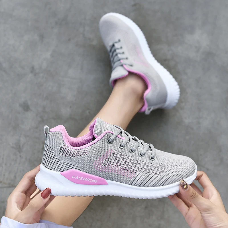 

Women Vulcanized Woman Summer Mesh Breathable Sneakers Female Lace Up Solid Sports Shoes Ladies 2021 New Fashion Casual Shoes