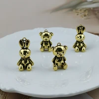 10pcs antique color plated gold plated cute bear rabbit handmade charms pendantdiy for bracelet necklace