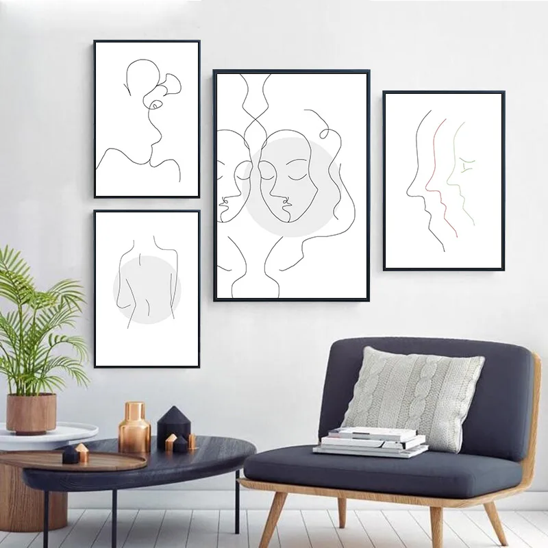 Скандинавский плакат печать линий рисунок сексуальная женщина тело Современная