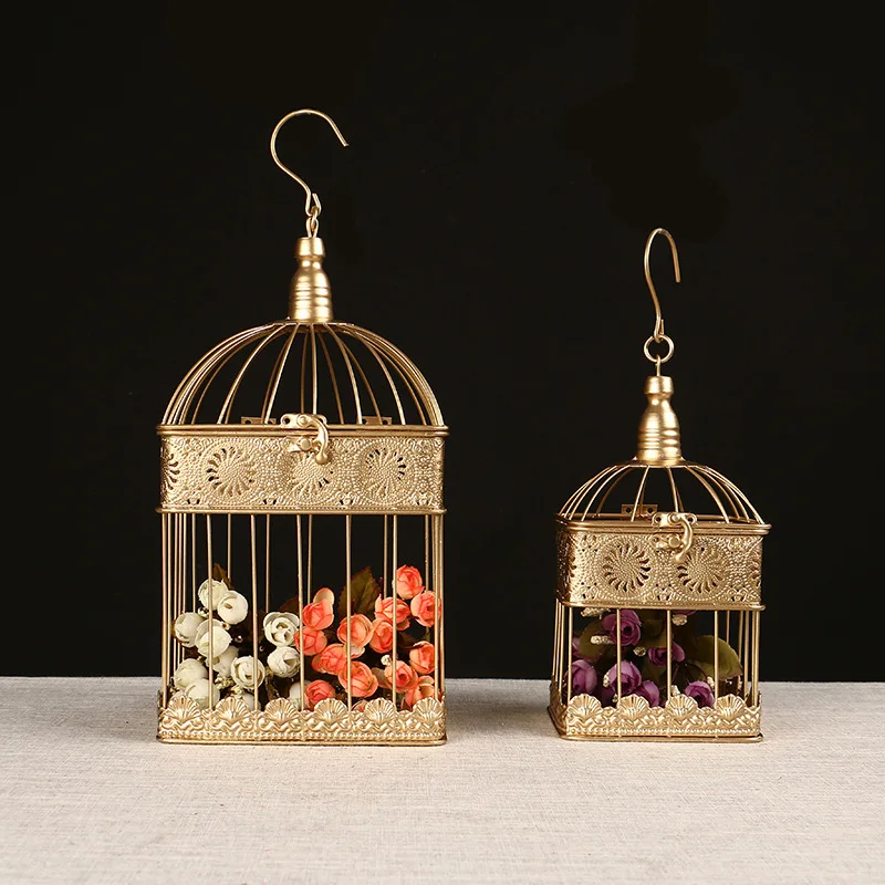 2 шт. Металл Кованое железо клетка для птиц подвесное украшение Свадебная птичья