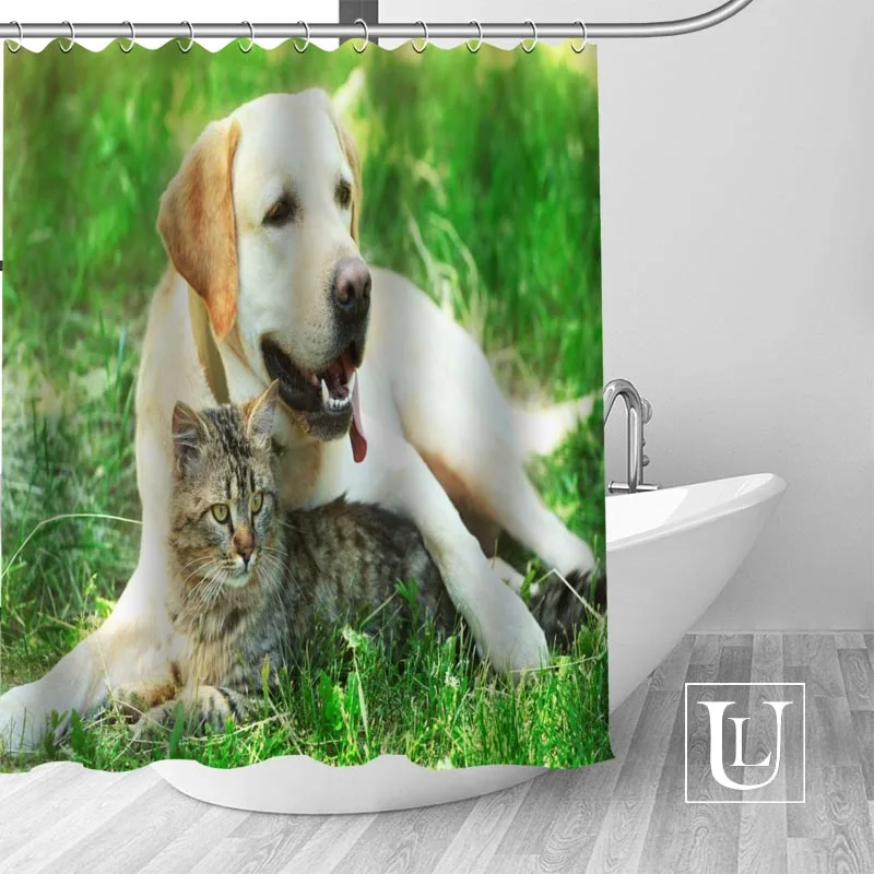 

Dog And Cat Shower Curtains Custom Bathroom Curtain Waterproof Bathroom Fabric Polyester Shower Curtain 1pcs custom