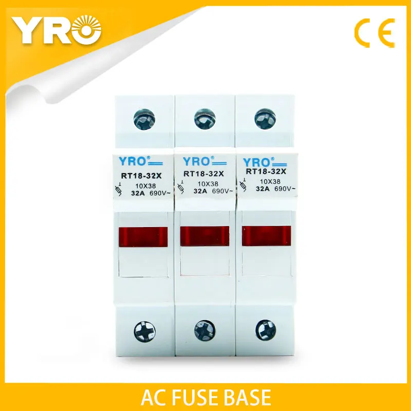 

AC 1PC 3P Fuse Base 690V 32A With LED light Matching Fuse 10x38MM R015 only Fuse Base RT18-32X