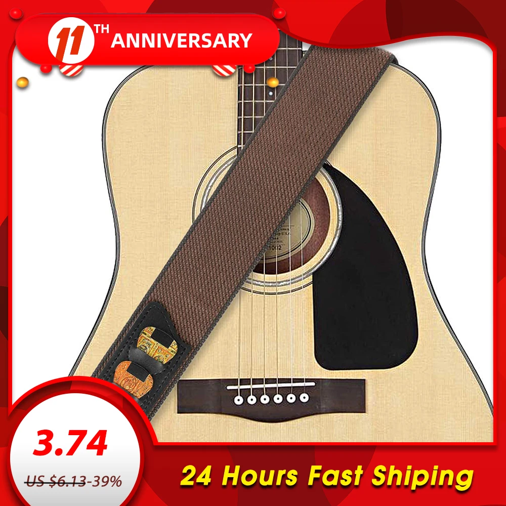 

Adjustable Pure Cotton Guitar Strap Brown For Acoustic Electric Bass Guitar Electric Acoustic Guitars Musical Accessories