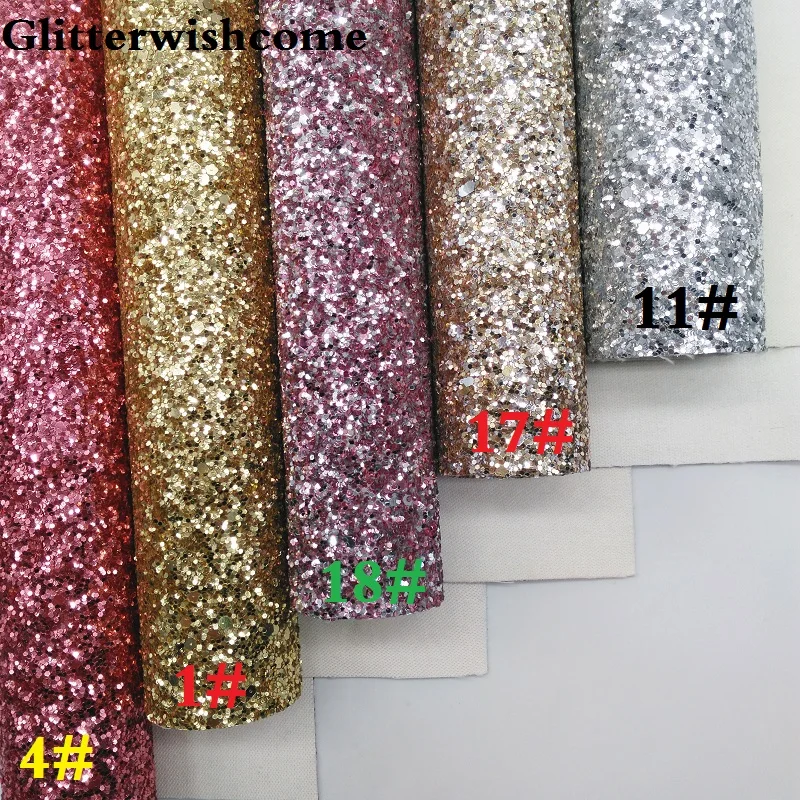 Glitterwishcome 21X29 см A4 Размер синтетическая кожа, плотная блестящая кожа ткань винил для бантов, GM021A