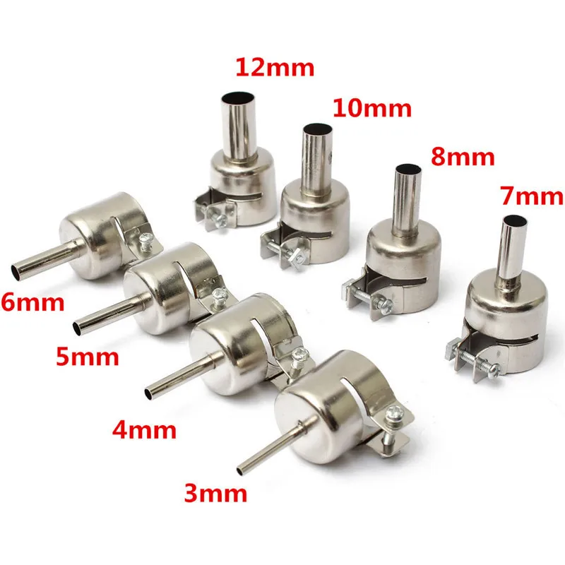 

8pcs Circular Nozzles For 850 Hot Air Rework Reflow Soldering Station - 3/4/5/6/7/8/10/12MM Hot Air Gun Nozzle