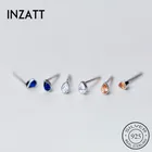 Женские циркониевые серьги-гвоздики INZATT, минималистичные вечерние серьги из настоящего серебра 925 пробы, Изящные Ювелирные изделия, подарочные аксессуары
