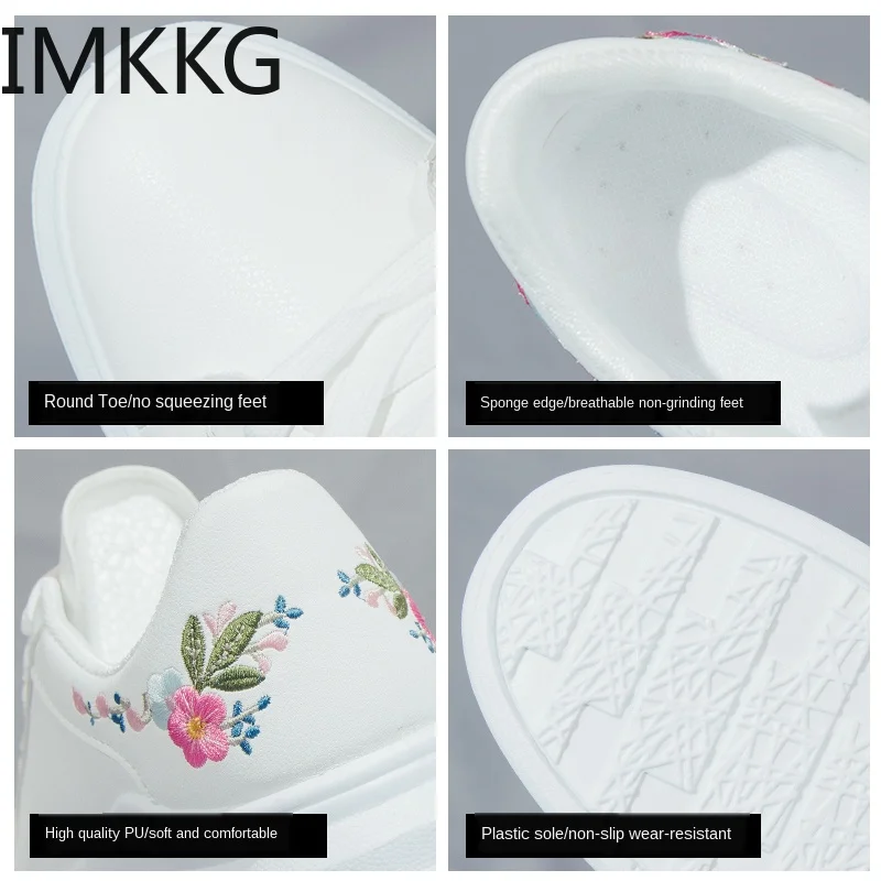 HOT Women Sneakers 2020 Fashion Breathble Vulcanized Shoes Pu embroider Platform Lace up Casual White | Обувь