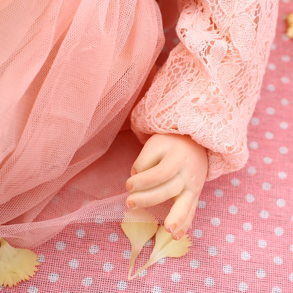 Reborn Baby Dolls 22 дюймов маленькая принцесса силиконовая Реалистичная кукла ребенок игрушка розовое платье реалистичное 55 см Bebe кукла для новорожденного
