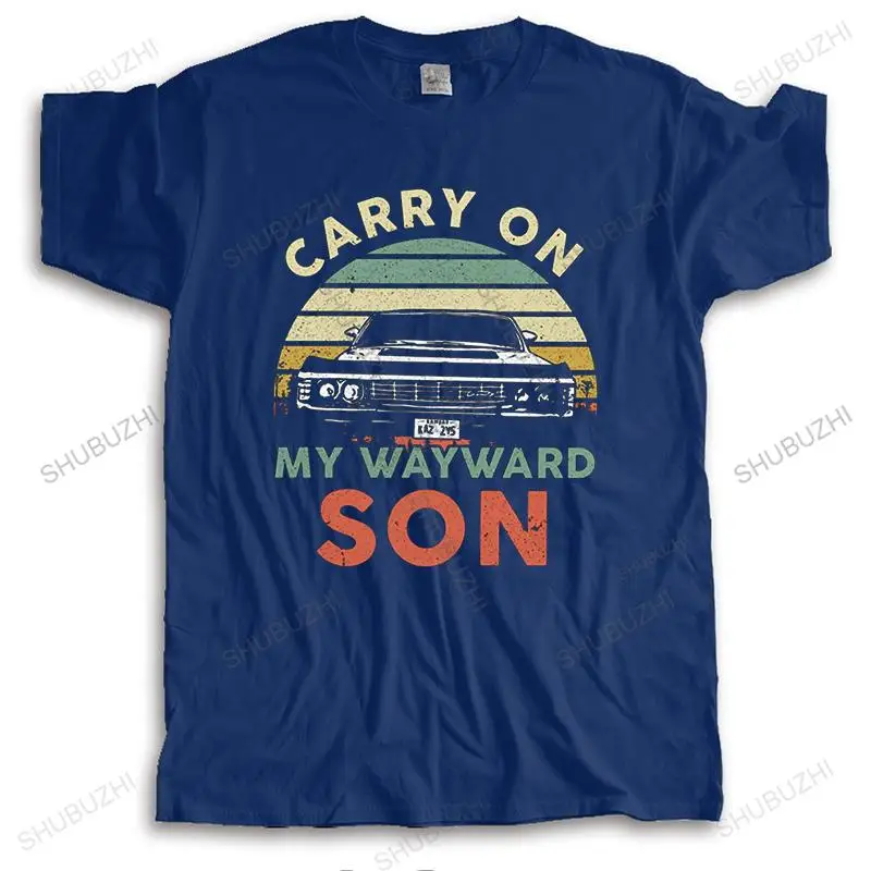 

Retro Carry On My Wayward Son T Shirt Men Short Sleeved Leisure T-shirt Drama TV Supernatura Tee Tops Fitted 100% Cotton Tshirt