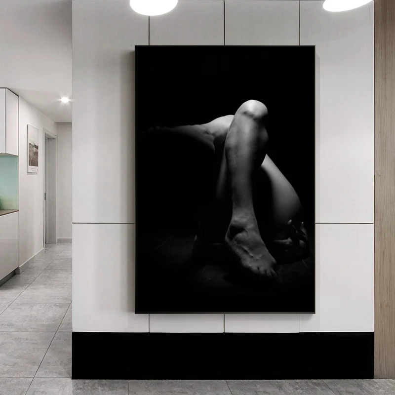 

Black Background Nude Women Posters and Prints Wall Art Canvas Painting Portrait Pictures for Living Room Home Decor