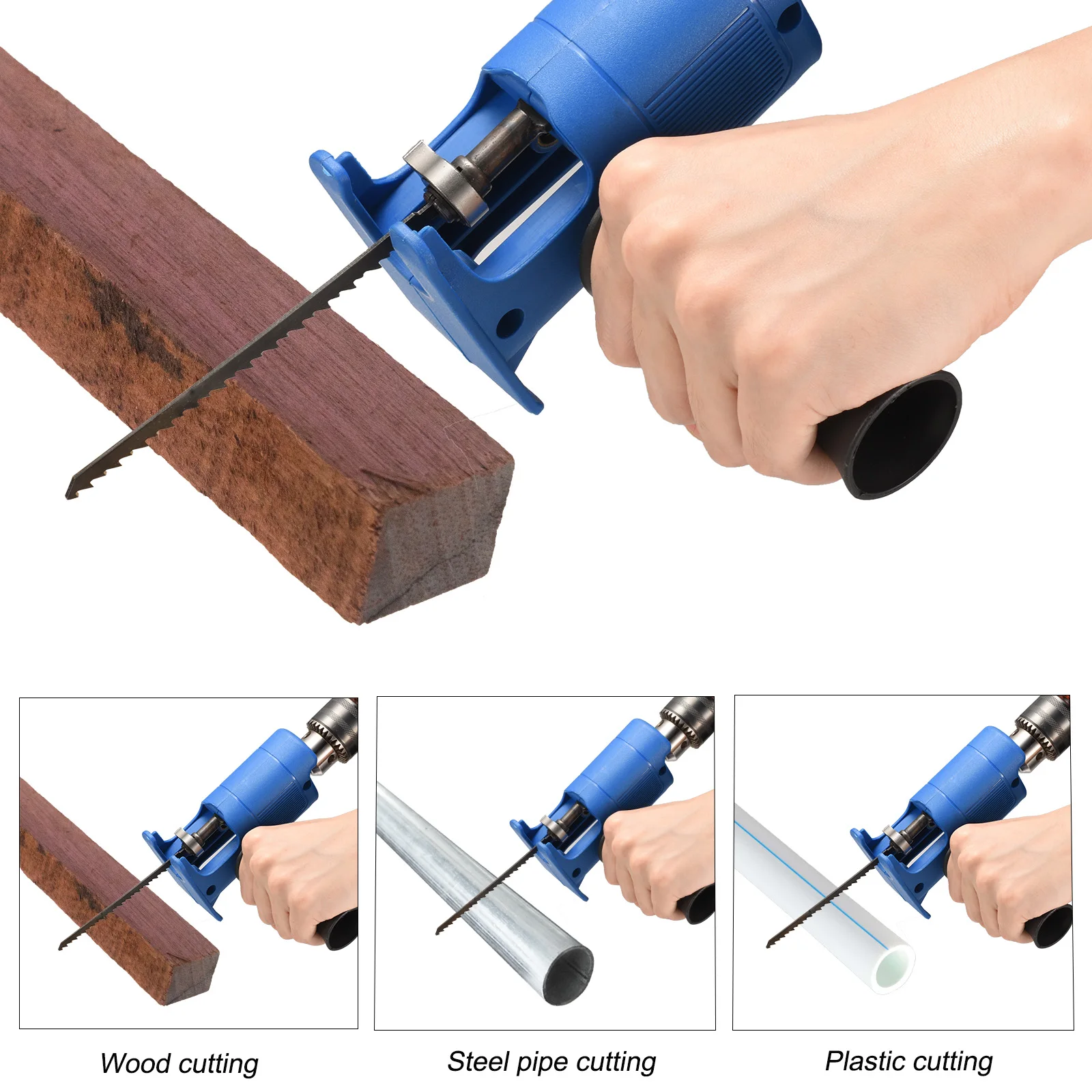 Enlarge new pattern Reciprocating Saw Adapter Electric Drill Attachment Tool Saws Blades for Wood Metal Cutting Turning Modified Woodwor