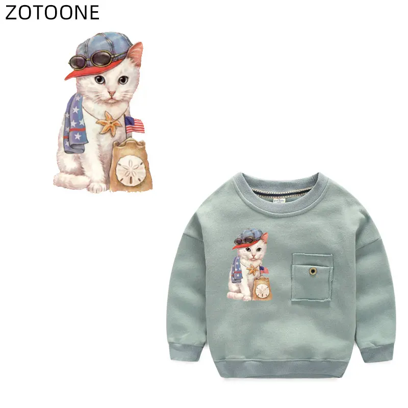 ZOTOONE для переноса утюгом большой накладной милый кот патчи одежды наклейки