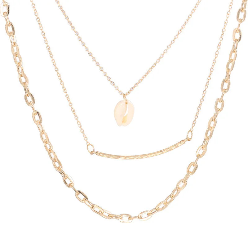 Trendy Punk Natural Shell Choker Necklace Woman Girl Vintage Multi layer Statement Boho Pendants Necklaces Gold Jewelry 2019 New | Украшения