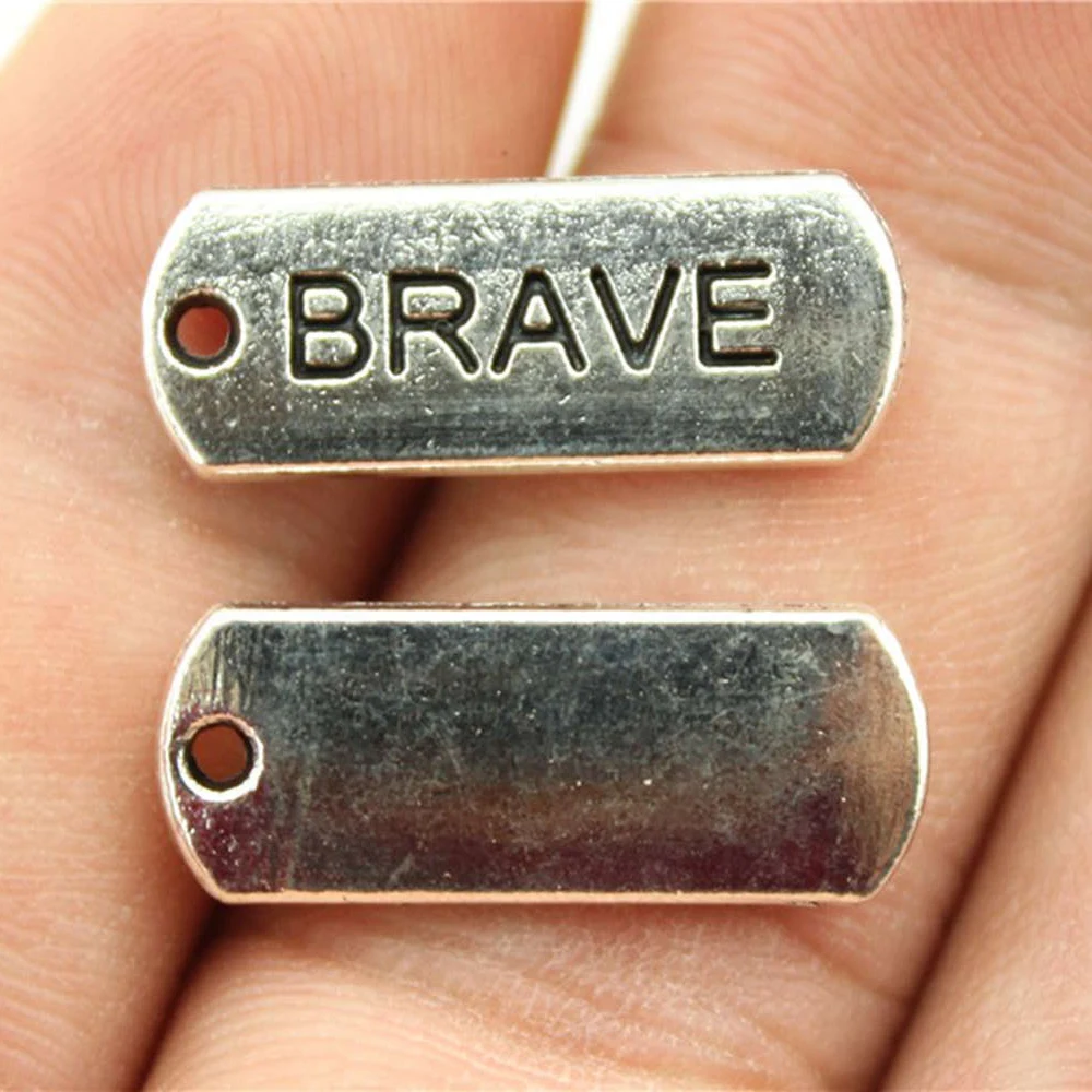 

50pcs 21x8mm 3 Colors Brave Tag Charms Pendant For Jewelry Making Jewelry Findings