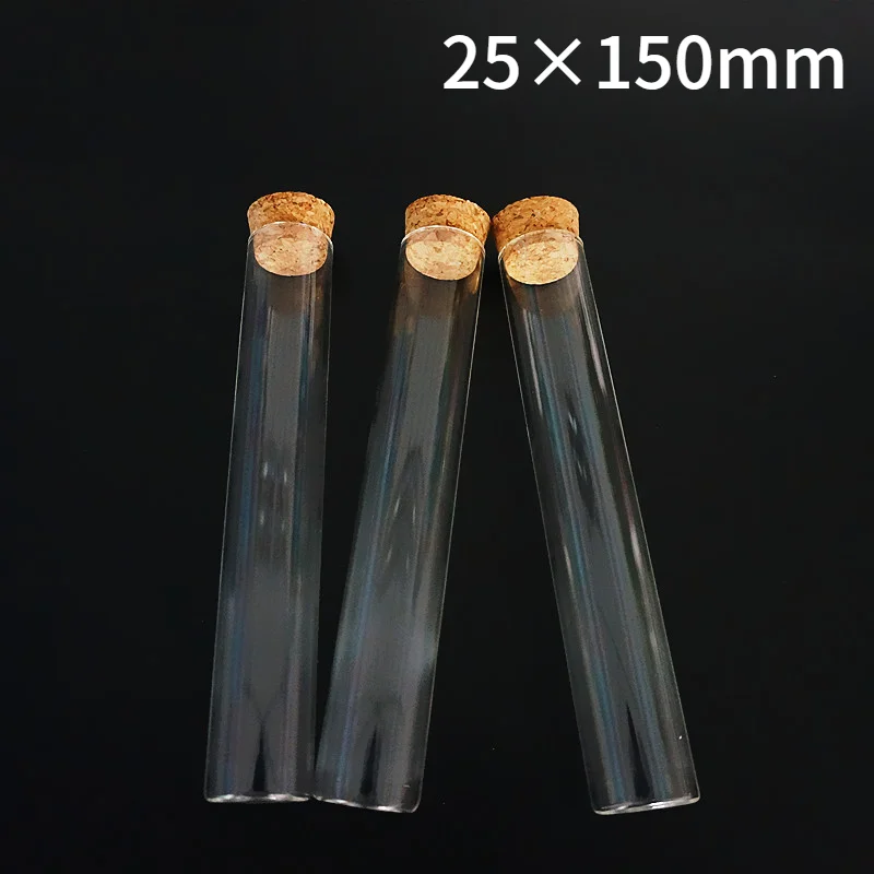 Прозрачная стеклянная пробирка с пробковым плоским дном 6 шт./лот 25x150 мм|glass test