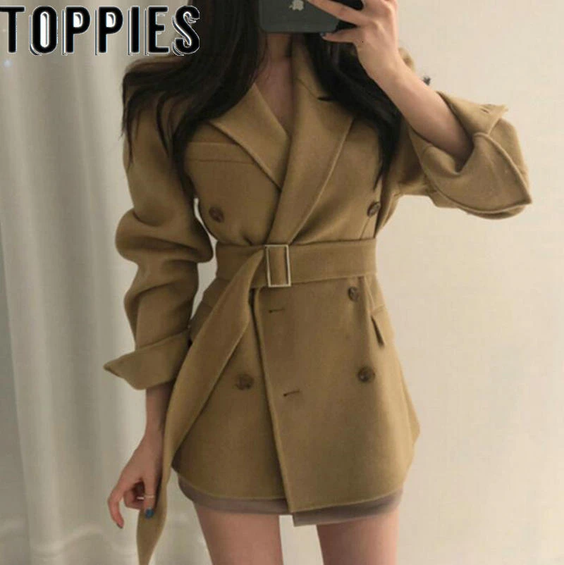 2019 зимнее женское толстое шерстяное пальто с поясом элегантное теплое куртки