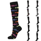 Женские впитывающие пот принт нейлоновые длинные носки для мужчин и женщин Мультяшные забавные длинные носки компрессионные уличные спортивные носки