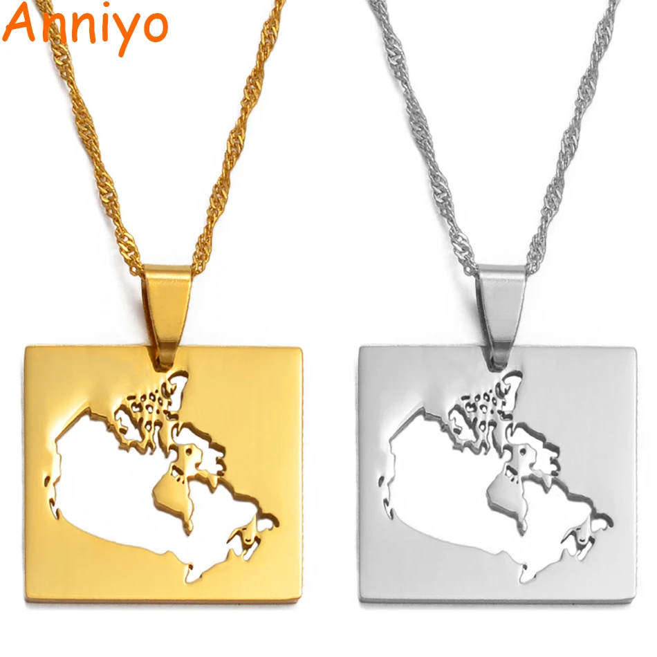 Ожерелья-подвески Anniyo с картой Канады для женщин украшения карты страны