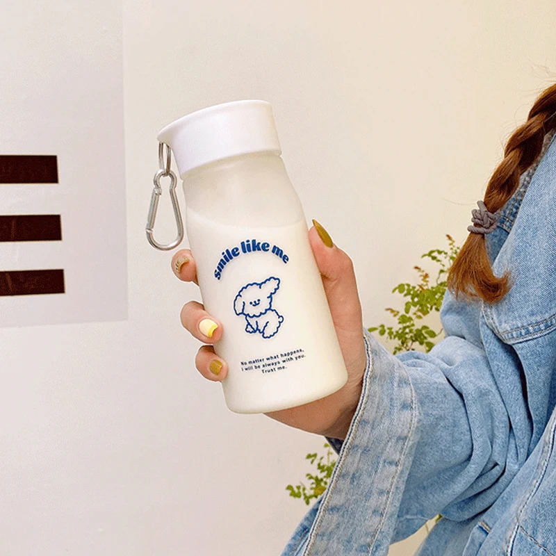 

Water Cup Female Student Korean Version of The Net Red Casual Cup Plastic Simple Frosted Cute Cartoon High Value Water Bottle