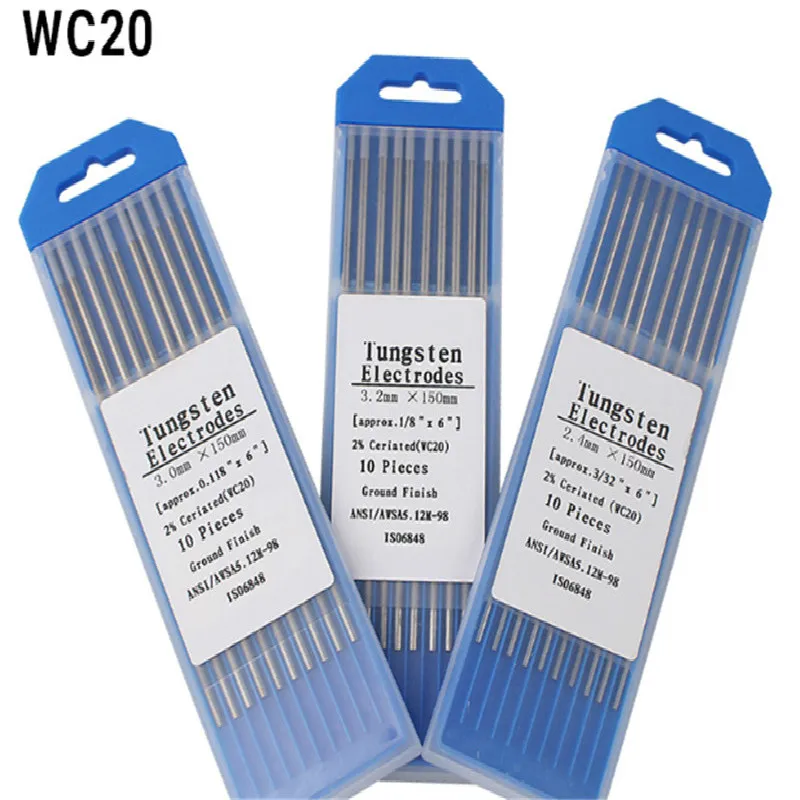 

WC20 10 Piece Gray Color 3.2mm*150mm(1/8''x6'') Ceriated Tungsten Electrode Head Tungsten Needle/Rod For Welding Machine