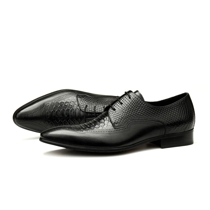 

Large Size EUR45 Black Serpentine Grain Business Shoes Genuine Leather Social Shoes Mens Dress Shoes