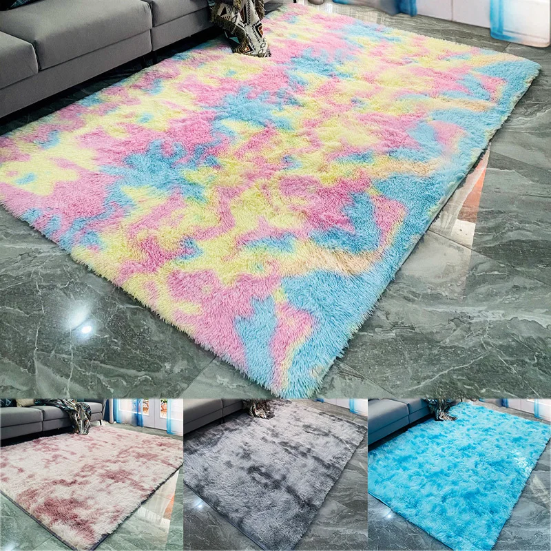 

Soft Area Rug Fluffy Rug Tie-dye Gradient Shaggy Rug For Bedroom Living Room Home Decor RERI889