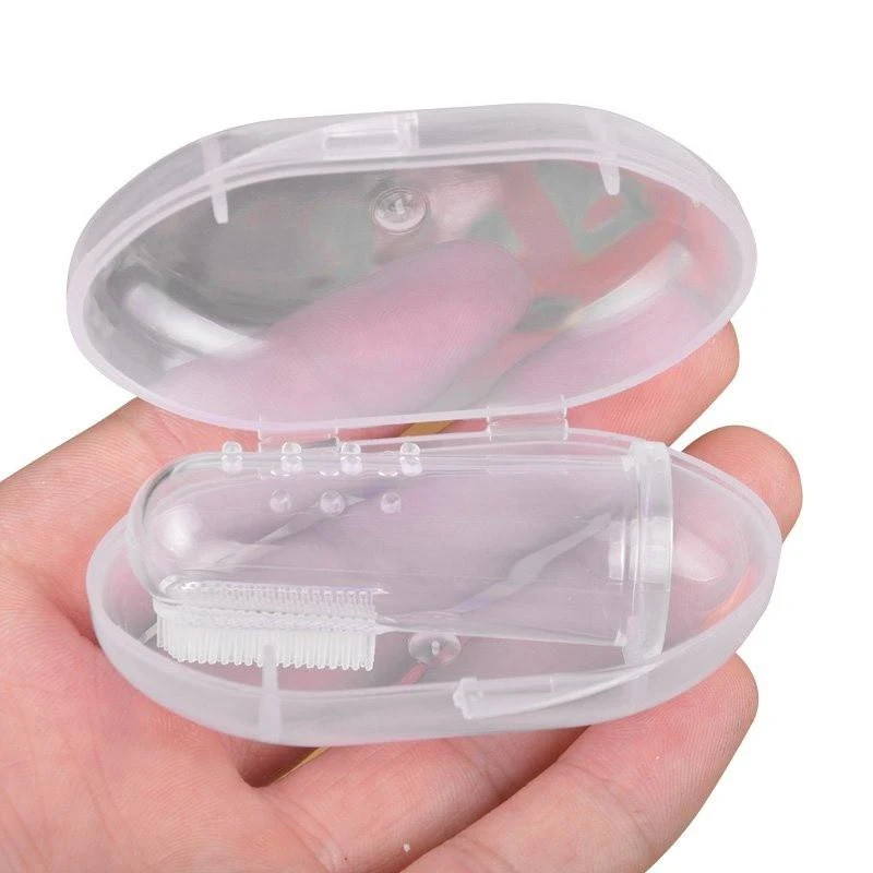 

1 Set Soft Baby Finger Toothbrush And Box Silicone Baby Brush Teeth Cleaning Care Hygiene Brush Infant Tooth Brush For Newborn