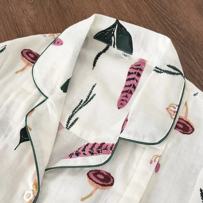 

Japanese Kimono Tradition Pure Cotton Gauze Pajamas Sets Women's Clothing Print Yukata Spring Home Service Long-sleeved Suit