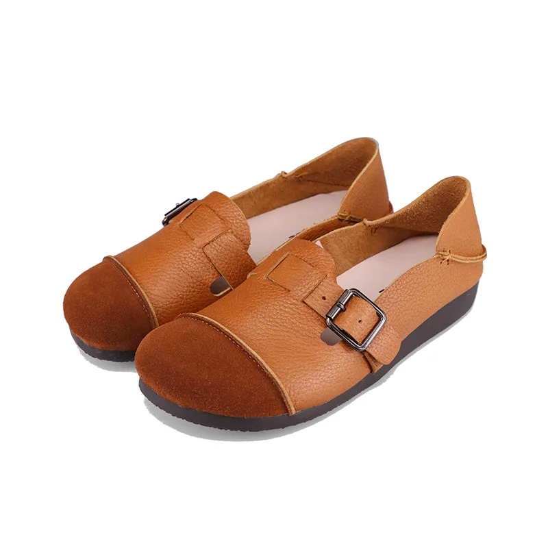 

Женская кожаная обувь с круглым носком и мягкой подошвой