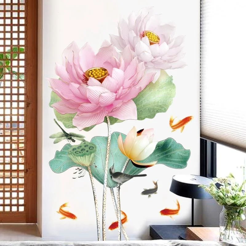 

1PCS 3D Lotus Wall Stickers Large Decorative Stickers Living Room Flowers Home Decor Wall Decals Bedroom Art Design Wallpaper