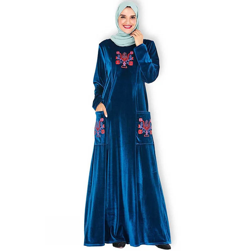 Модное женское платье Ближнего Востока большого размера, арабское Молитвенное платье с вышивкой растений, Молитвенное платье с двумя карма...
