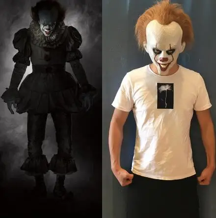 latex mask Светодиодный маска клоуна Pennywise Stephen King's It Chapter Two Masque Movie шлем для косплея маски - Цвет: latex mask