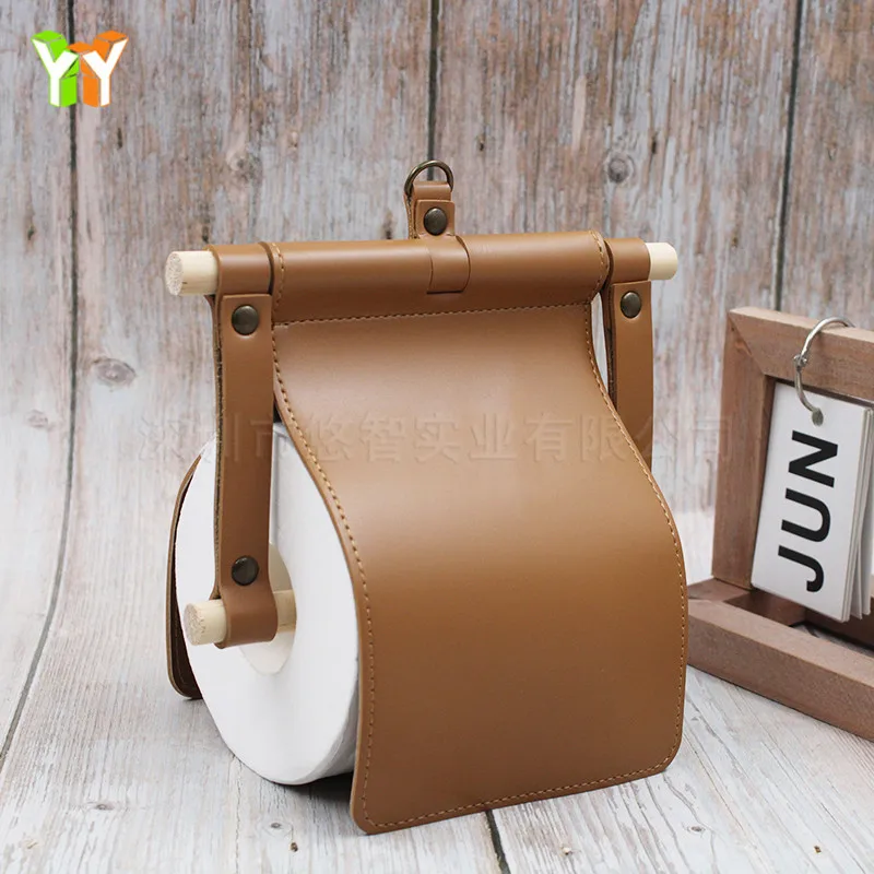

Leather Paper Towel Holders for Kitchen Bathroom Nordic Hanging Type PU Toilet Paper Holder Tissue Holder Rolling Paper Rack