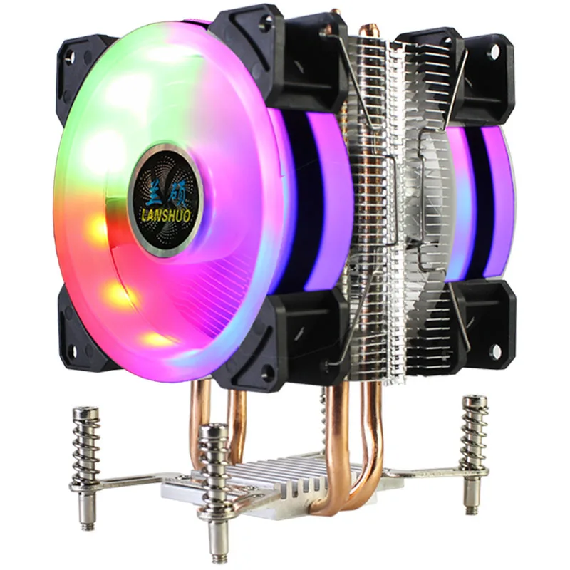 Кулер для процессора со светодиодной подсветкой RGB 2011 контактов 2 тепловых трубки