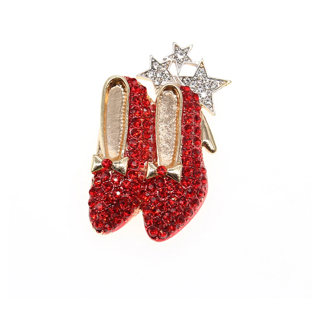 50 шт./лот стильная элегантная Красная звезда на высоких каблуках брошь со